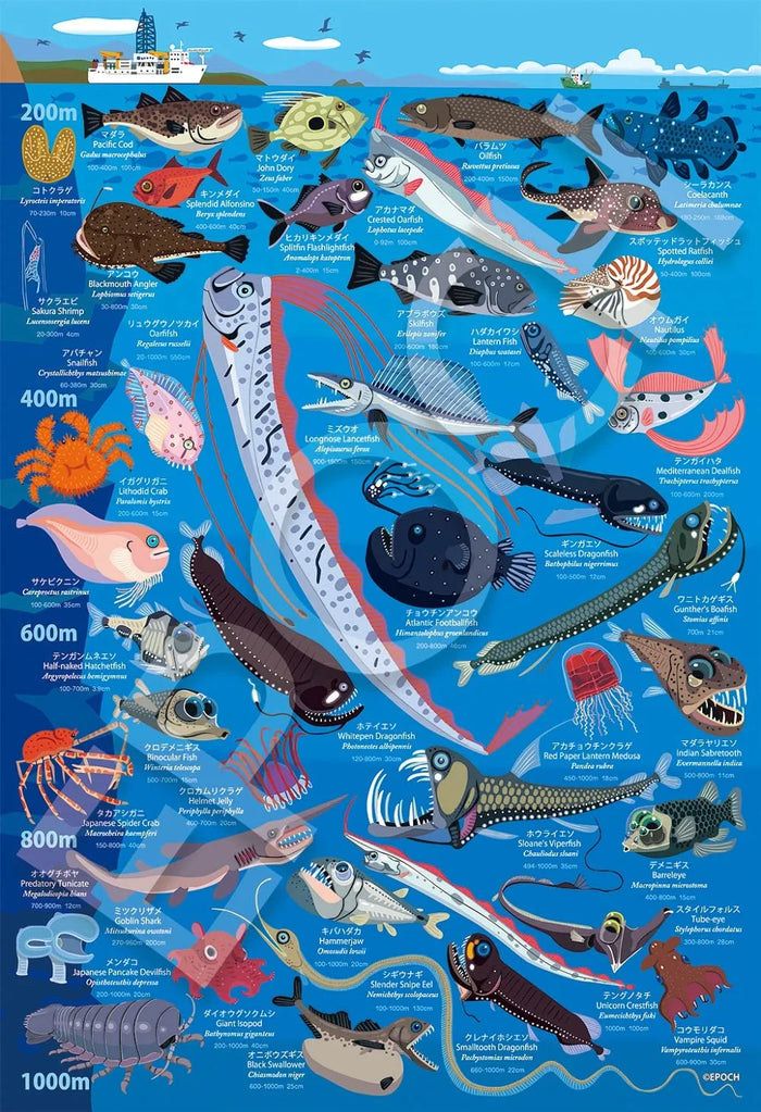 EPOCH 26-807 Jigsaw Puzzle Deep Sea Biological Encyclopedia Water Depth 200M-1000M 100 L-Pieces- Japan Figure Store - #1 Bring To You The Best Japanese Goods