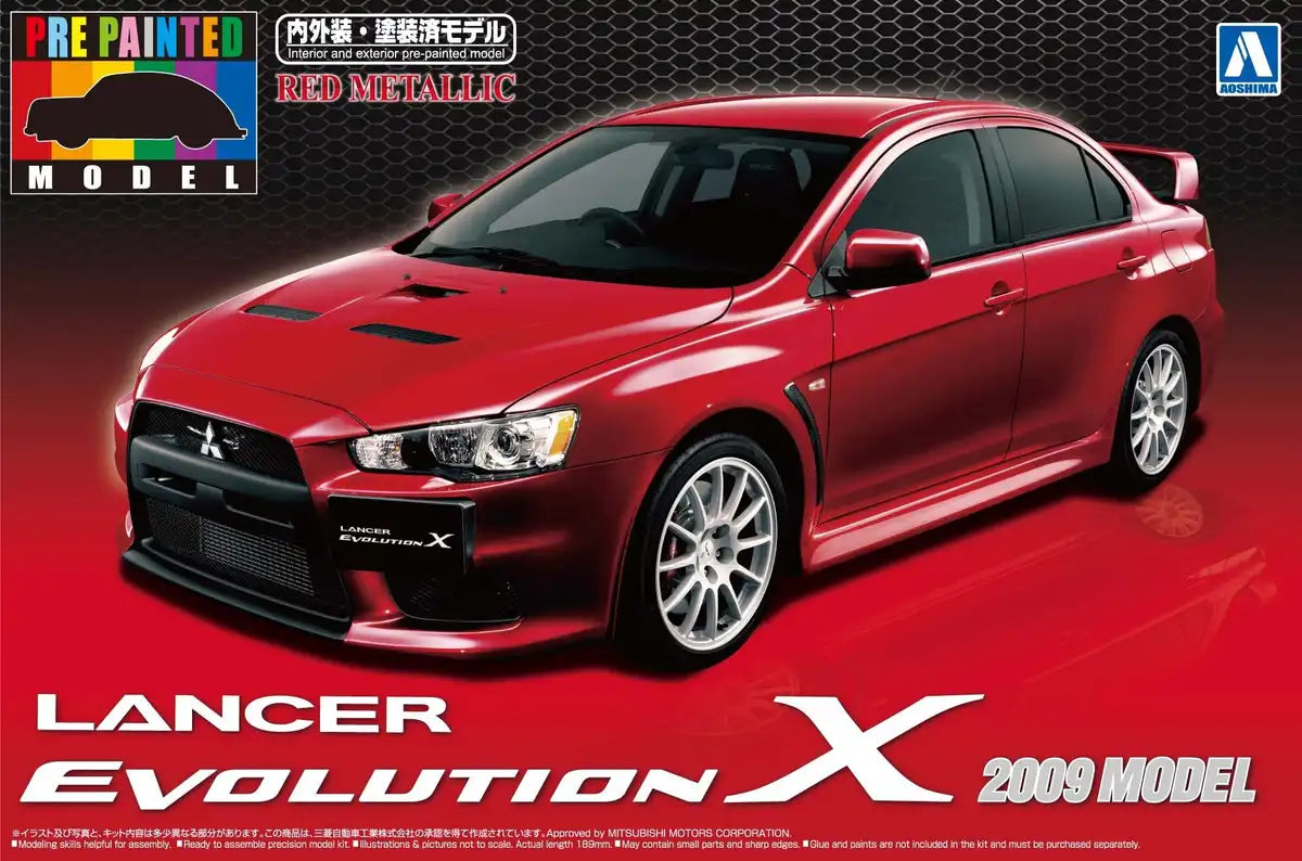 AOSHIMA 08027 Mitsubishi Lancer Evolution X 2009 Model Red Metallic 1/24 Scale Kit Pre-Painted Model- Japan Figure Store - #1 Bring To You The Best Japanese Goods