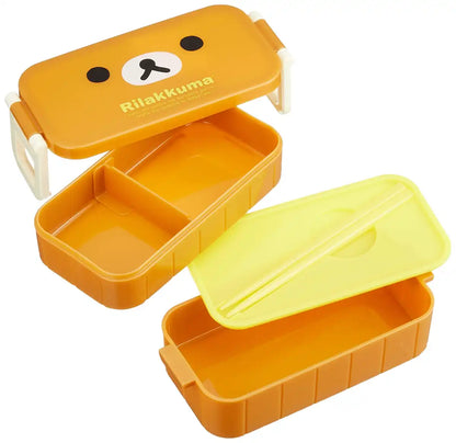 San-X 2-Tier Rilakkuma Lunch Box with Rock Chopper - Ky40801- Japan Figure Store - #1 Bring To You The Best Japanese Goods