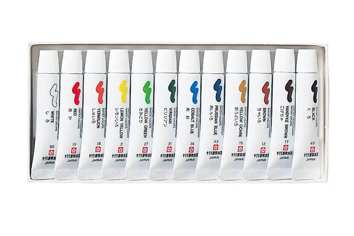 Sakura Crepas Japan Paint Transparent Watercolor 12 Color Set Ow12- Japan Figure Store - #1 Bring To You The Best Japanese Goods