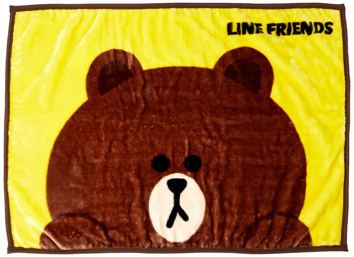 MARUSHIN Line Friends Blanket Happy Brown- Japan Figure Store - #1 Bring To You The Best Japanese Goods