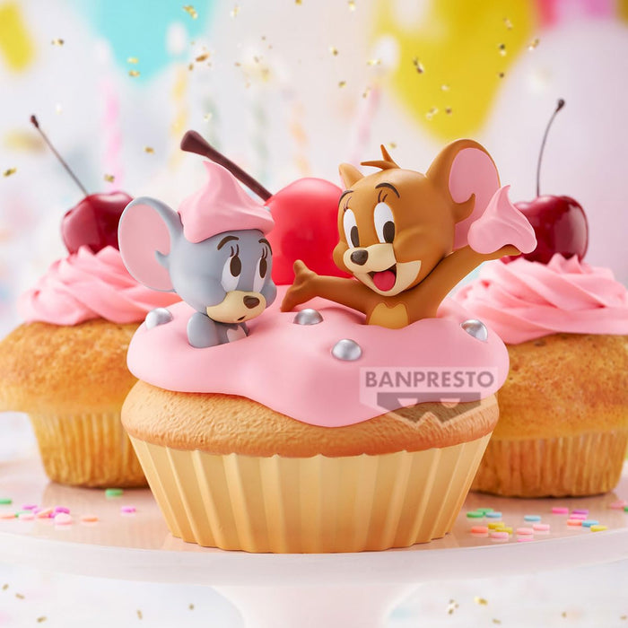 Figurine en vinyle souple Banpresto Tom et Jerry, cupcakes sucrés, objet de collection.
