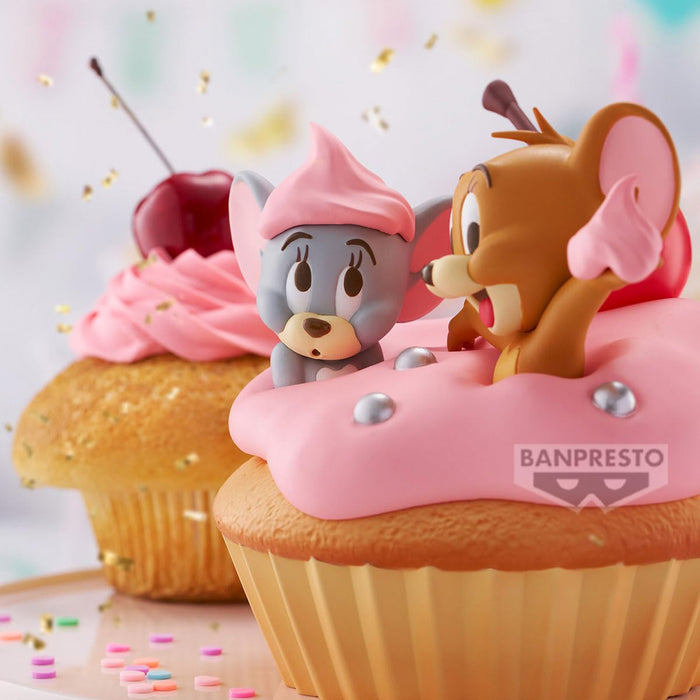 Figurine en vinyle souple Banpresto Tom et Jerry, cupcakes sucrés, objet de collection.