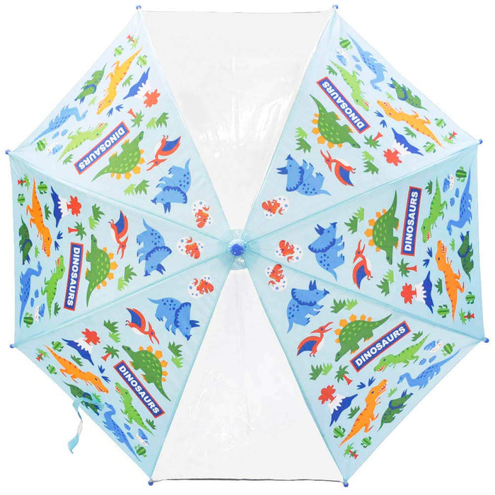 Skater Dinosaur Children's Umbrella 50cm Hand-Operated Transparent Window 8-Rib for Boys Ages 7-8- Japan Figure Store - #1 Bring To You The Best Japanese Goods