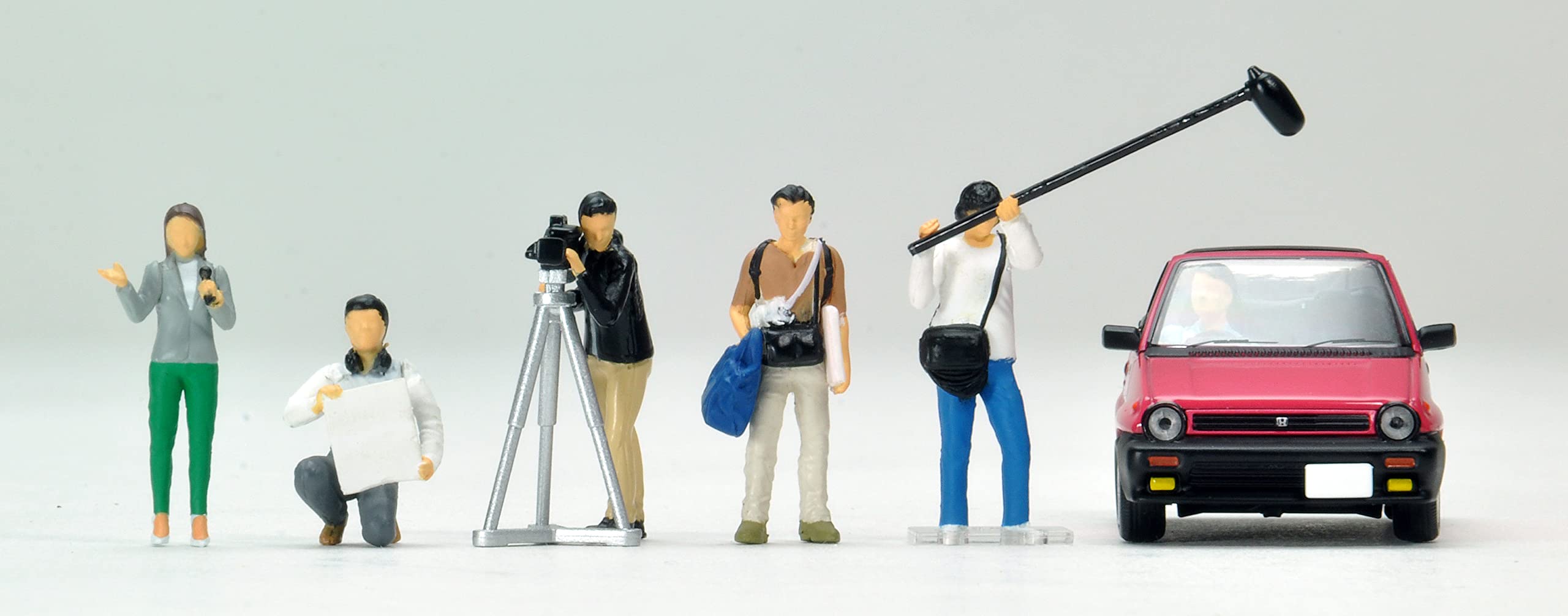 Tomytec Geocolle 1/64 Car Snap 11A TV Crew with Honda City Cabriolet Set