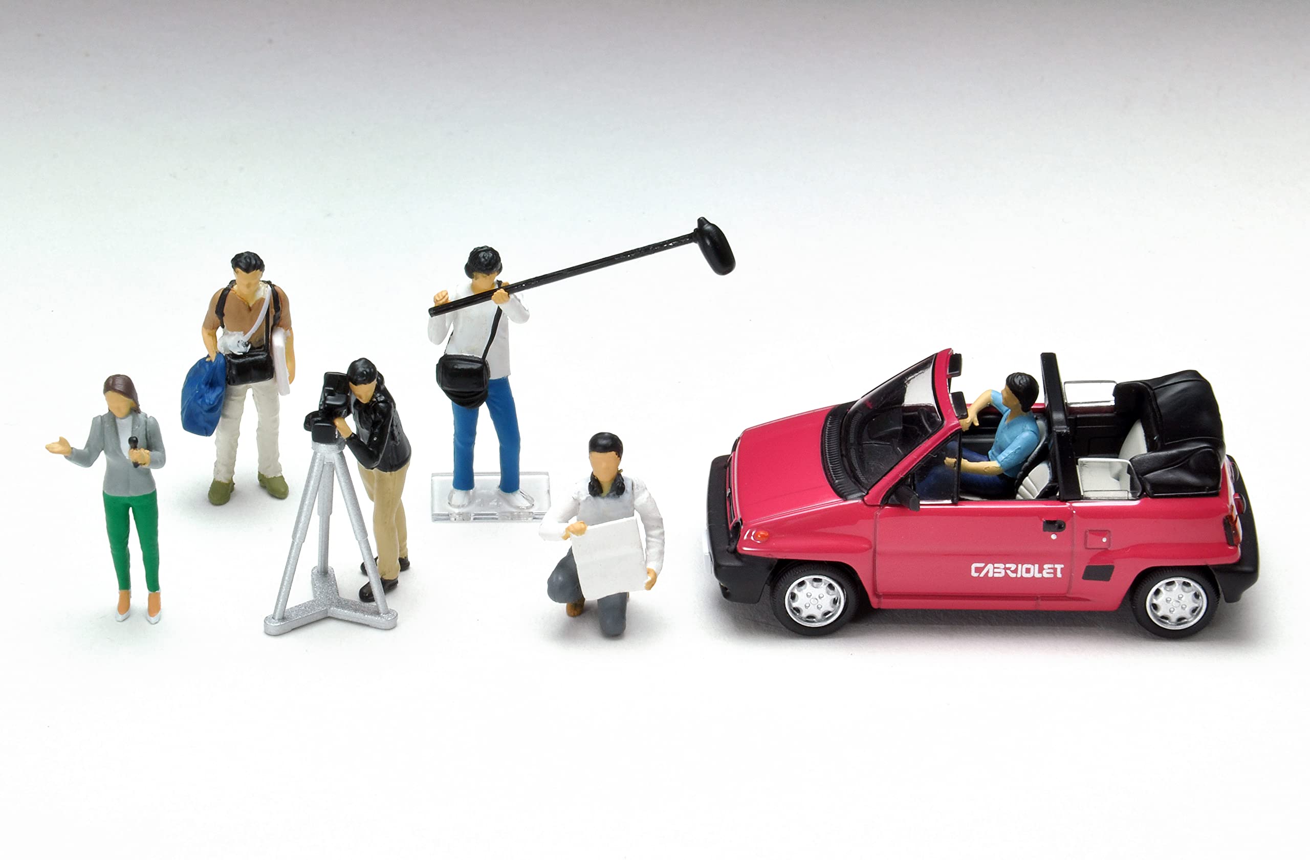 Tomytec Geocolle 1/64 Car Snap 11A TV Crew with Honda City Cabriolet Set