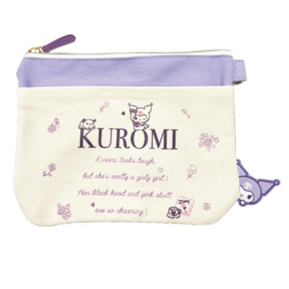 San-X Canvas Flat Pouch Sanrio Characters Kuromi - Durable and Stylish- Japan Figure Store - #1 Bring To You The Best Japanese Goods
