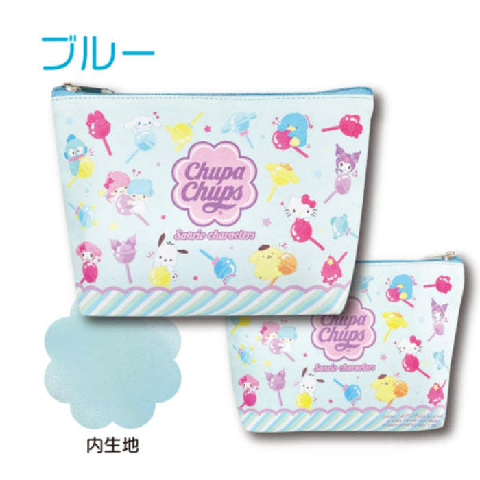 San-X Hatayama Shoji Blue Cosmetic Pouch Chupa Chups Sanrio H13xW20xD5cm- Japan Figure Store - #1 Bring To You The Best Japanese Goods