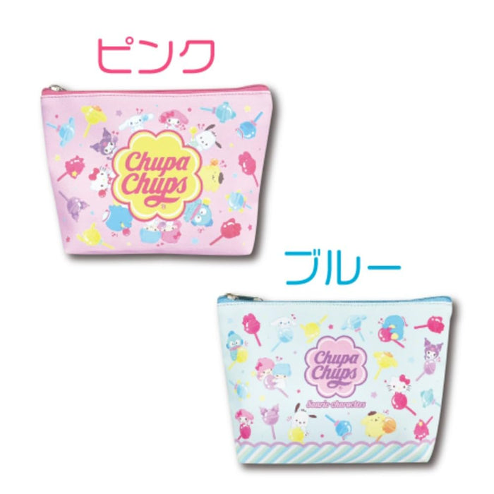 San-X Hatayama Shoji Blue Cosmetic Pouch Chupa Chups Sanrio H13xW20xD5cm- Japan Figure Store - #1 Bring To You The Best Japanese Goods