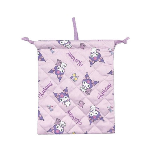 San-X Kuromi Quilted Drawstring Bag H25 x W20cm - Durable and Stylish- Japan Figure Store - #1 Bring To You The Best Japanese Goods