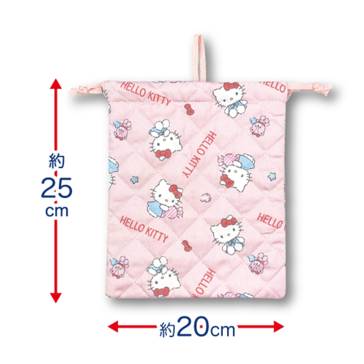 San-X Kuromi Quilted Drawstring Bag H25 x W20cm - Durable and Stylish- Japan Figure Store - #1 Bring To You The Best Japanese Goods