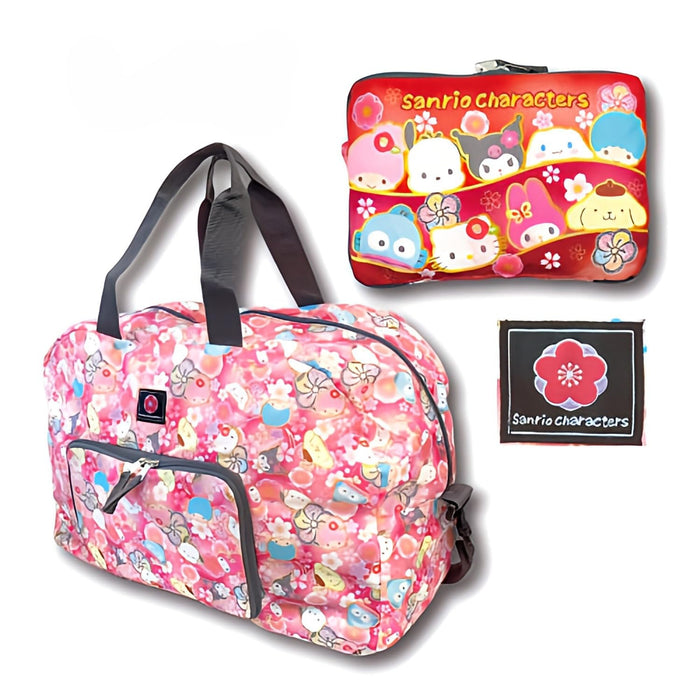 San-X Sanrio Folding Boston Bag Red Japanese Pattern H34xW50xD24CM 33202105- Japan Figure Store - #1 Bring To You The Best Japanese Goods