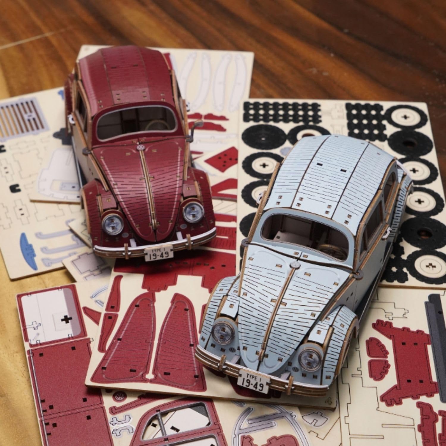 Ki-Gu-Mi Vw Beetle Type 1 Blue 3D Wooden Puzzle Model Kit for Adults- Japan Figure Store - #1 Bring To You The Best Japanese Goods