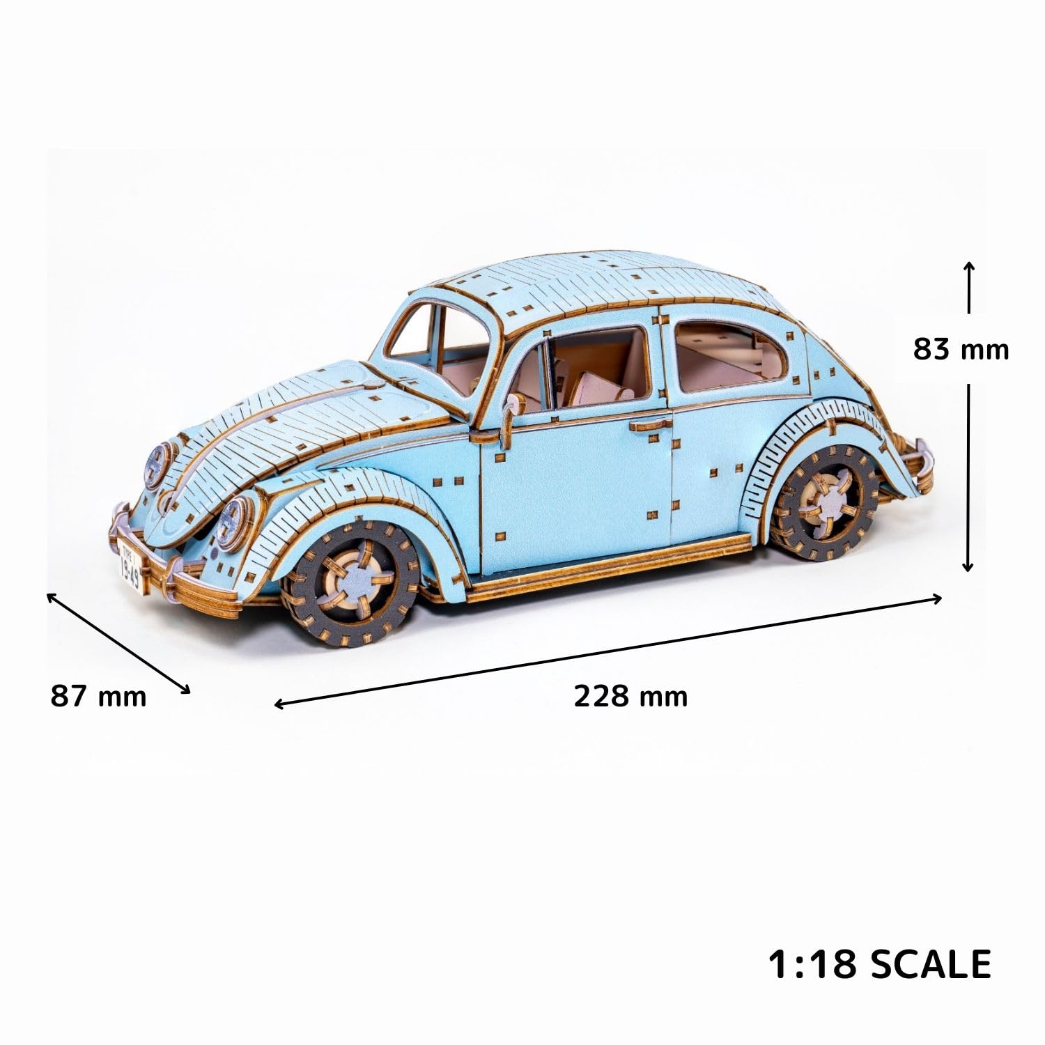 Ki-Gu-Mi Vw Beetle Type 1 Blue 3D Wooden Puzzle Model Kit for Adults- Japan Figure Store - #1 Bring To You The Best Japanese Goods
