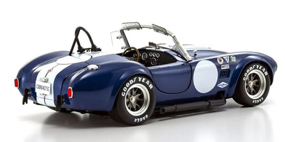 Modèle fini Kyosho Shelby Cobra 427SC bleu à rayures blanches à l'échelle 1/18