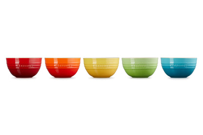 Le Creuset 12cm Rainbow Rice Bowls Pack of 5 Microwave Oven Safe