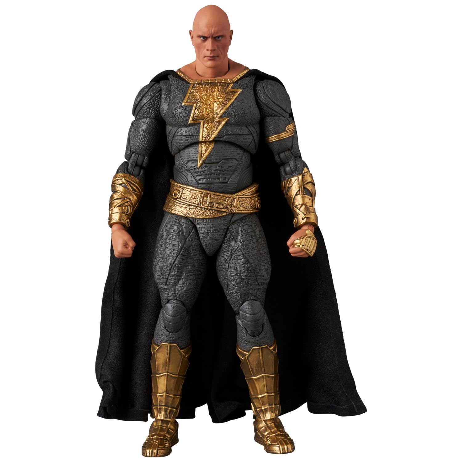 Figurine articulée Medicom Toy Mafex n° 286 Black Adam en costume doré, 165 mm de haut.
