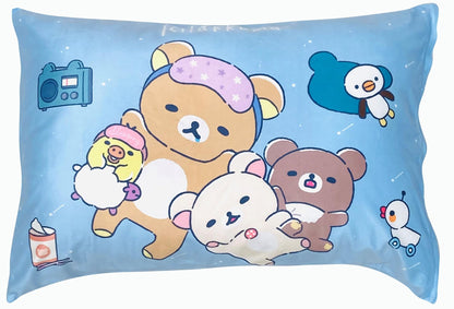 Moripilo San-X Rilakkuma Friends Pillow Cover Blue 43x63cm Soft Cute
