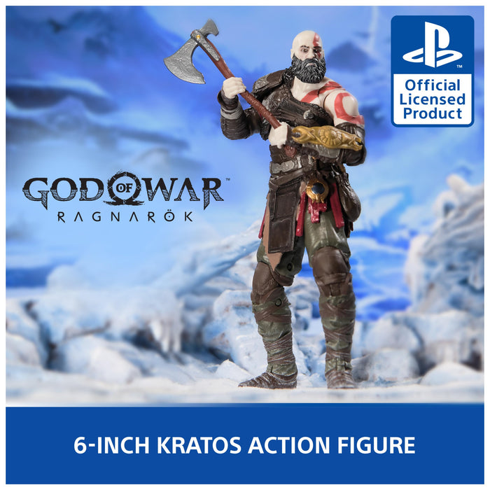 Figurine d'action Kratos de God of War Ragnarok de Playstation, 15 cm, avec accessoires.