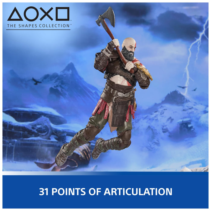 Figurine d'action Kratos de God of War Ragnarok de Playstation, 15 cm, avec accessoires.