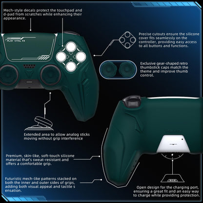 Playvital Dark Green Ps5 Controller Grip Cover Premium Silicone Cyber Mecha- Japan Figure Store - #1 Bring To You The Best Japanese Goods