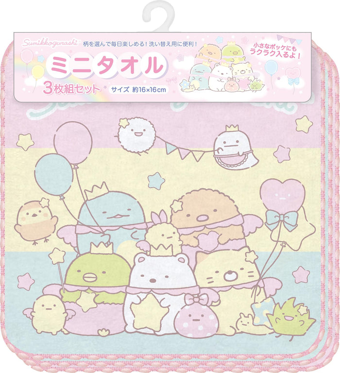 San-X Sumikko Gurashi Mini Towel Set Pack of 3 Pink Cm45302- Japan Figure Store - #1 Bring To You The Best Japanese Goods