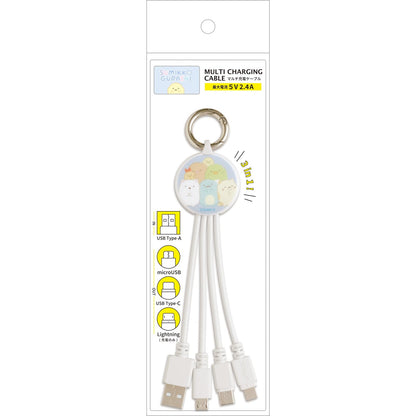 San-X Sumikko Gurashi Multi-Charging Cable Compact Size Em32902- Japan Figure Store - #1 Bring To You The Best Japanese Goods