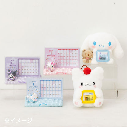 Sanrio Hanamaru Ghost 2026 Desk Calendar with Plush Polyester PVC Paper