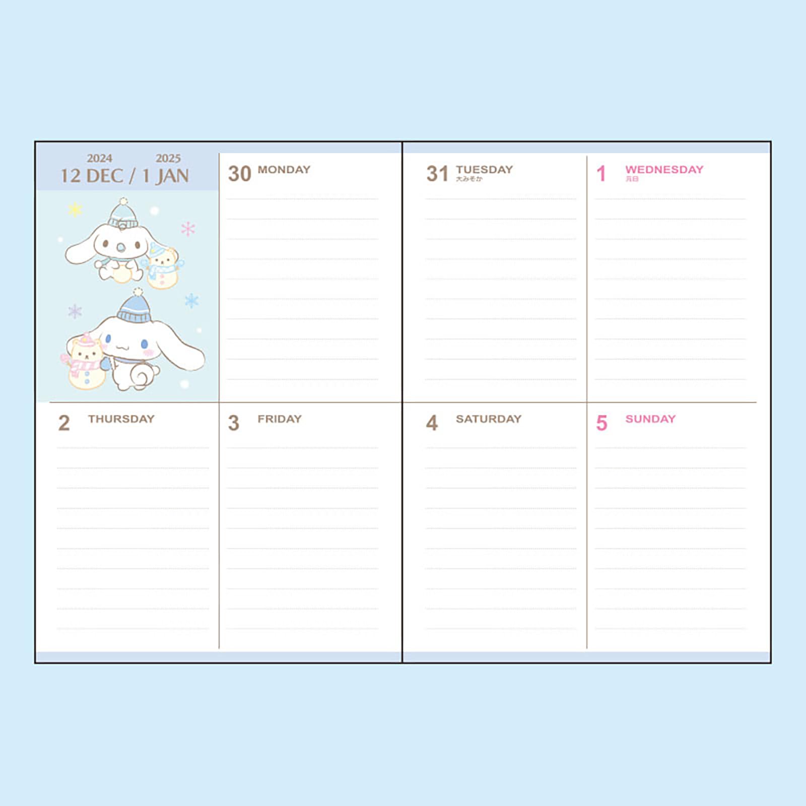 Sanrio Cinnamoroll 2025 B6 Block Diary Planner with Stickers and Bookmark- Japan Figure Store - #1 Bring To You The Best Japanese Goods