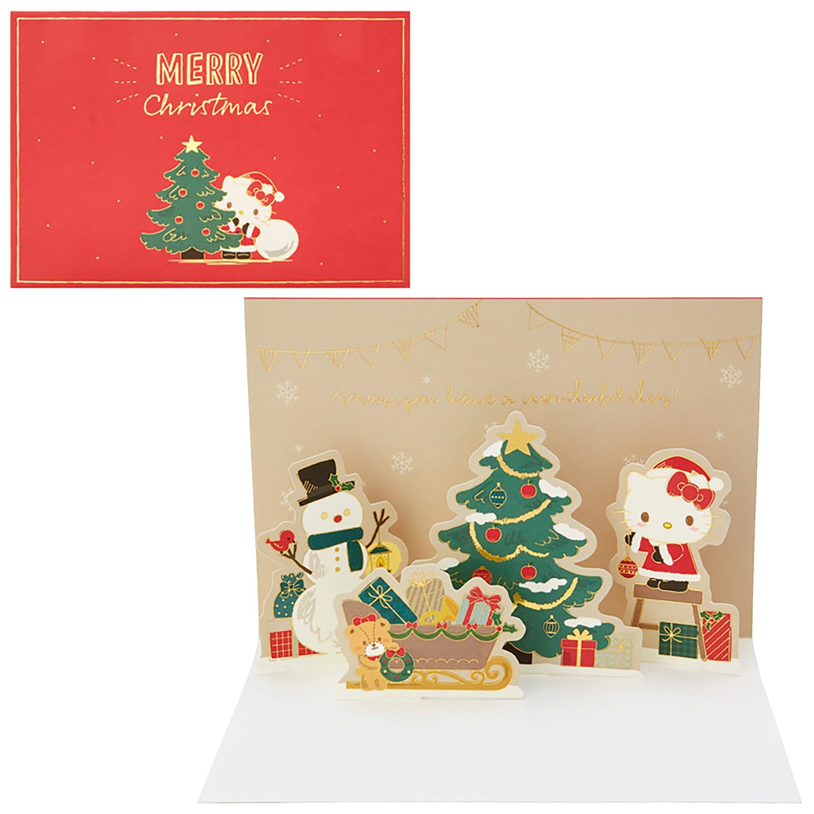 Sanrio Hello Kitty Christmas Greeting Card - Tree Decoration - Jx 63-3- Japan Figure Store - #1 Bring To You The Best Japanese Goods
