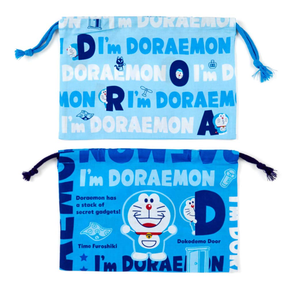 Sanrio Doraemon Lunch Drawstring Bag Set of 2 - I'm Doraemon Design- Japan Figure Store - #1 Bring To You The Best Japanese Goods