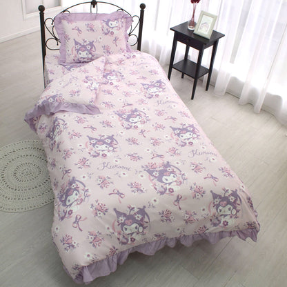 Sanrio Kuromi Frill Duvet Cover Set 3-Piece Single Pillowcase Sheets Duvet- Japan Figure Store - #1 Bring To You The Best Japanese Goods