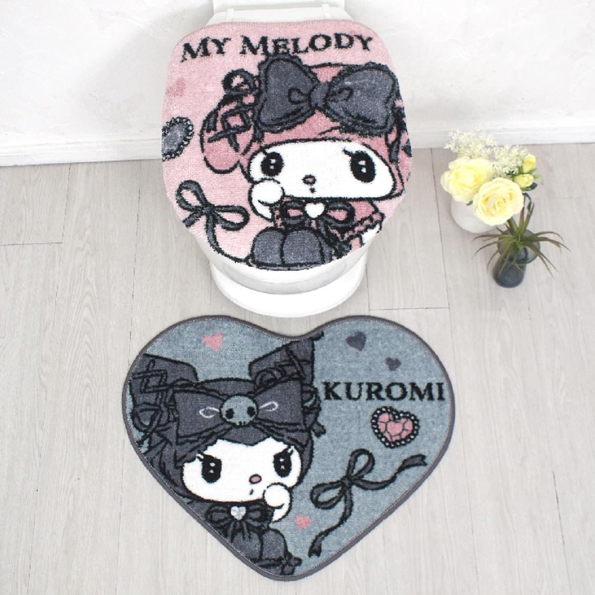 Sanrio Midnight Melody Kuromi My Melody Toilet Cover & Mat 2-Piece Set- Japan Figure Store - #1 Bring To You The Best Japanese Goods