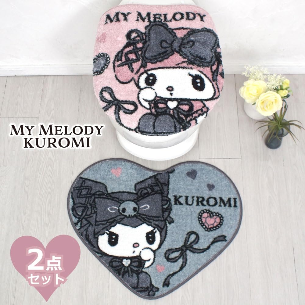 Sanrio Midnight Melody Kuromi My Melody Toilet Cover & Mat 2-Piece Set- Japan Figure Store - #1 Bring To You The Best Japanese Goods