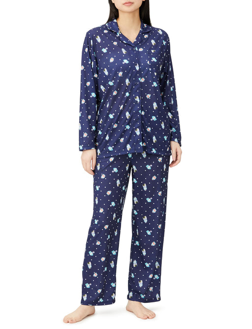 Sanrio Navy Pajama Set for Women - Long Sleeve Hangyodon & Cinnamoroll- Japan Figure Store - #1 Bring To You The Best Japanese Goods