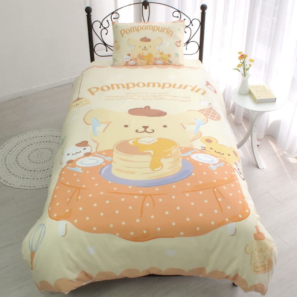 Sanrio Pom Pom Purin Single Size 3-Piece Duvet Cover Set With Pillowcase and Sheets- Japan Figure Store - #1 Bring To You The Best Japanese Goods