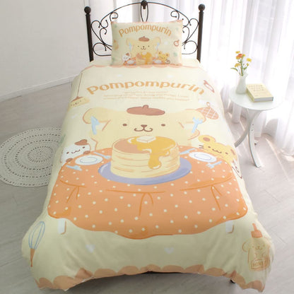 Sanrio Pom Pom Purin Single Size 3-Piece Duvet Cover Set With Pillowcase and Sheets- Japan Figure Store - #1 Bring To You The Best Japanese Goods