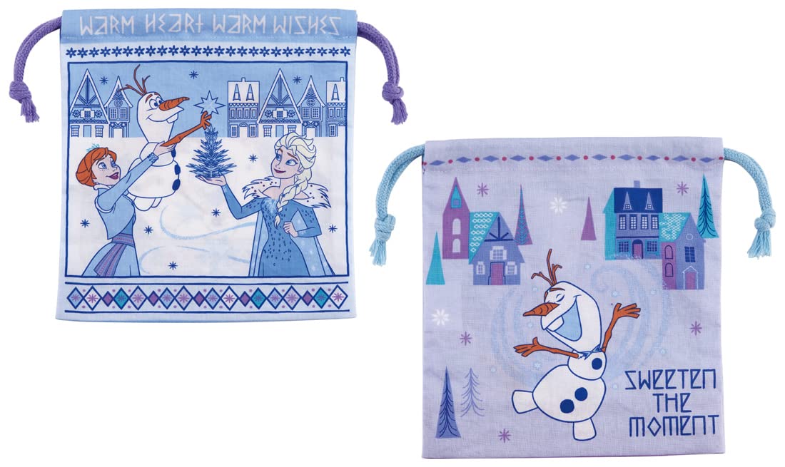 Skater Disney Frozen 2-Piece Gusseted Lunch Drawstring Bag Kb64Wn-A- Japan Figure Store - #1 Bring To You The Best Japanese Goods