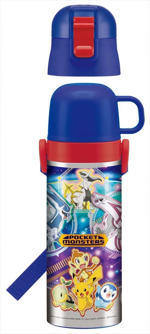 Skater Kids Pokemon 22 Boys 2-Way Stainless Steel Water Bottle with Cup 430ML- Japan Figure Store - #1 Bring To You The Best Japanese Goods