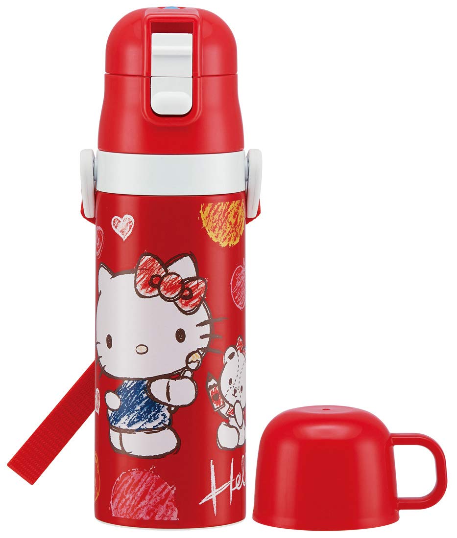 Skater Hello Kitty 430ml Stainless Steel Water Bottle with Cup for Children- Japan Figure Store - #1 Bring To You The Best Japanese Goods