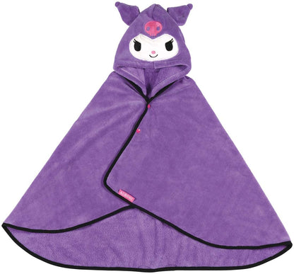 Skater Quick-Drying Absorbent Hooded Bath Poncho Kuromi Sanrio 108cm x 92cm- Japan Figure Store - #1 Bring To You The Best Japanese Goods