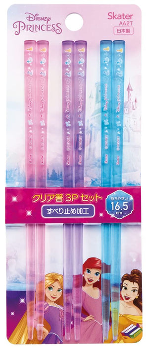 Skater Disney Princess Acrylic Chopsticks Set of 3 16.5cm Made in Japan- Japan Figure Store - #1 Bring To You The Best Japanese Goods