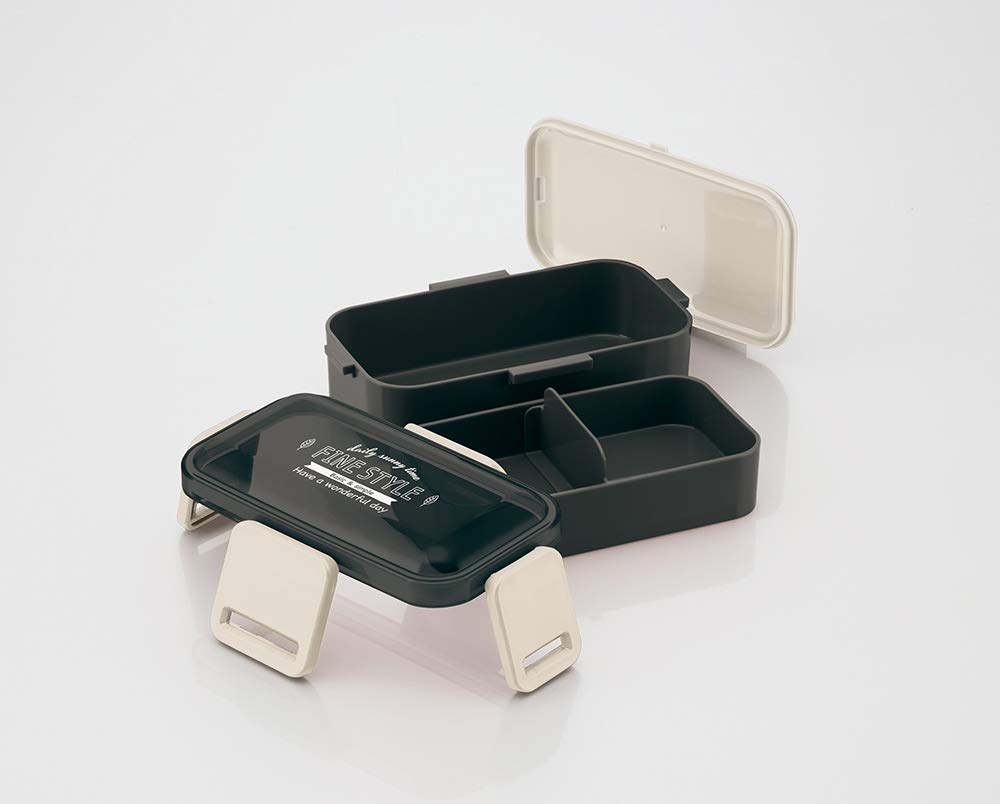 Skater Softly Served 2-Tier Lunch Box 600ml Fine Black Ag+ Antibacterial Made in Japan- Japan Figure Store - #1 Bring To You The Best Japanese Goods