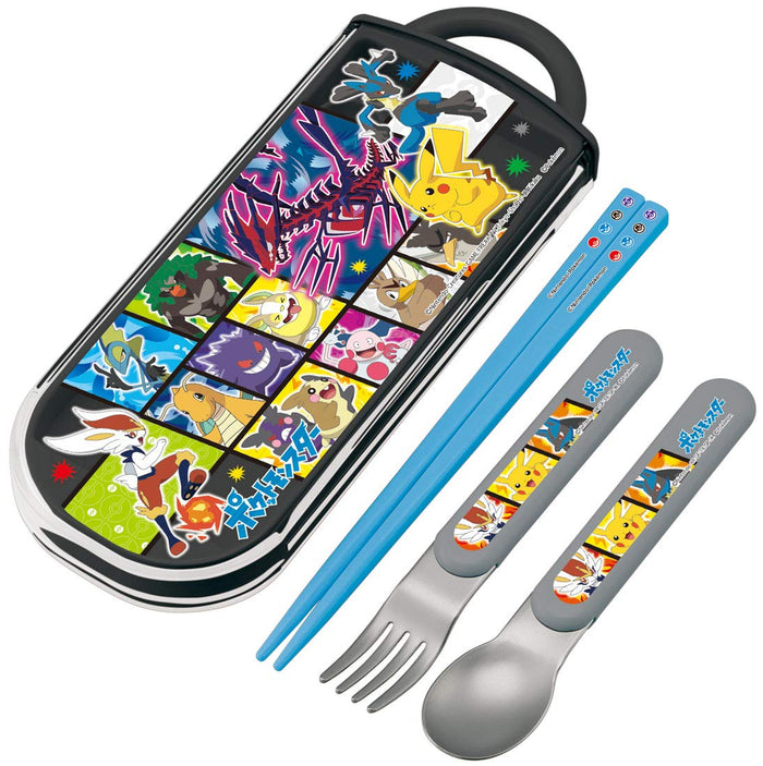 Skater Ag+ Antibacterial Kids Trio Set - Pokemon Pocket Monsters Chopsticks Spoon Fork - Made in Japan- Japan Figure Store - #1 Bring To You The Best Japanese Goods