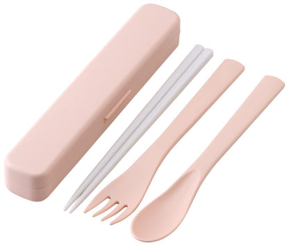 Skater Made In Japan Trio Set: Antibacterial Silent Chopsticks Spoon Fork - Dull Pink- Japan Figure Store - #1 Bring To You The Best Japanese Goods