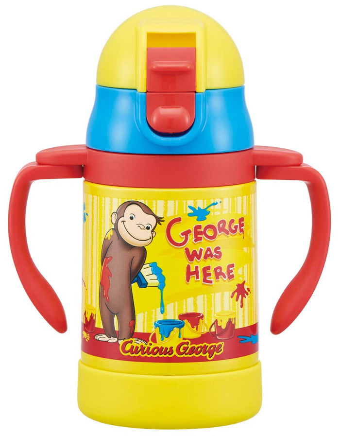 Skater 240ml Stainless Steel Baby Mug with Double-Handle Straw Curious George Design- Japan Figure Store - #1 Bring To You The Best Japanese Goods