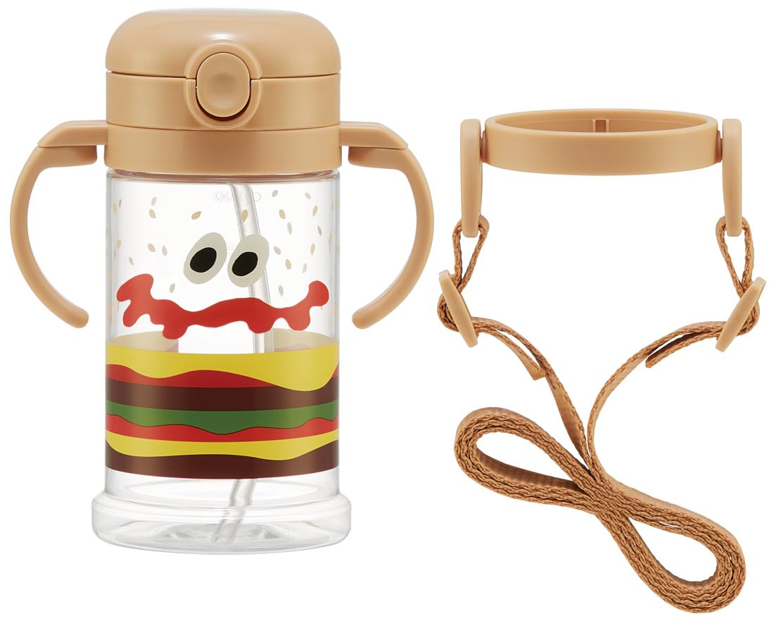 Skater Baby 370ml Straw Mug Burger Conks Design Foldable Handle & Shoulder Strap 1yr+ Suitable- Japan Figure Store - #1 Bring To You The Best Japanese Goods