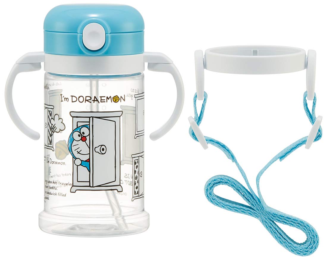 Skater Doraemon Baby Straw Mug 370ml with Foldable Handle and Shoulder Strap for Ages 1+- Japan Figure Store - #1 Bring To You The Best Japanese Goods