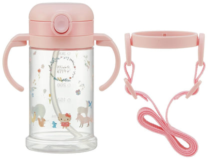 Skater Sanrio Kitty Baby Straw Mug 370ml with Foldable Handle & Shoulder Strap for Ages 1+- Japan Figure Store - #1 Bring To You The Best Japanese Goods
