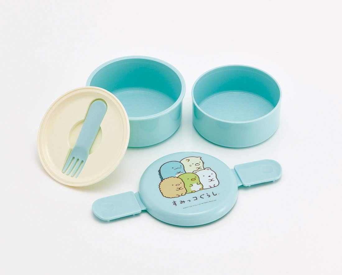 Skater Sumikko Gurashi Blue Bento Box 2 Tier Round 500ml Made in Japan Standard Onwr1-A- Japan Figure Store - #1 Bring To You The Best Japanese Goods